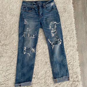 Distressed mom jeans